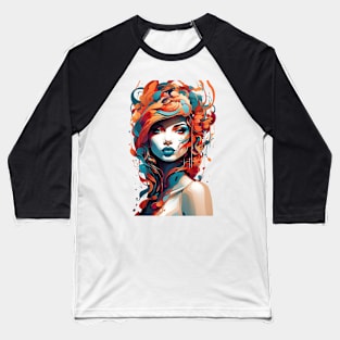 Women with Flowers in Her Hair: Blooming Beauty - Colorful Baseball T-Shirt